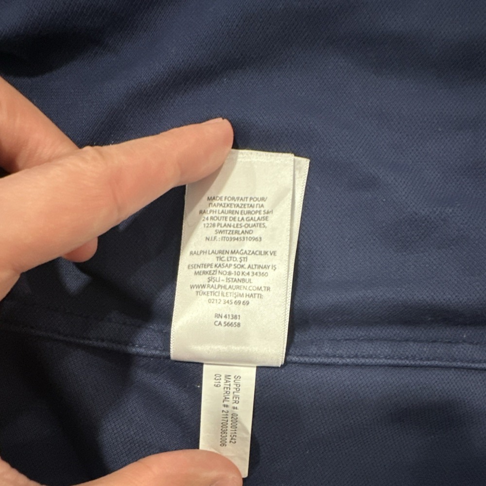 Ralph Lauren Knit Oxford Men's Navy Blue Long Sleeve Button-Up 100% Cotton Shirt - Picture 6 of 10